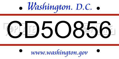 CD5O856 District Of Columbia License Plate