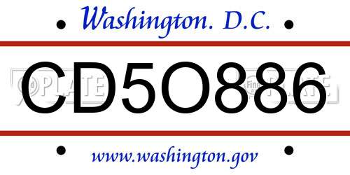 CD5O886 District Of Columbia License Plate