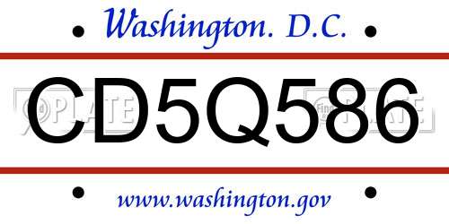 CD5Q586 District Of Columbia License Plate