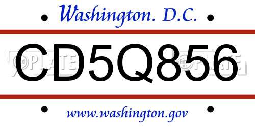CD5Q856 District Of Columbia License Plate