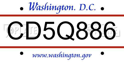CD5Q886 District Of Columbia License Plate