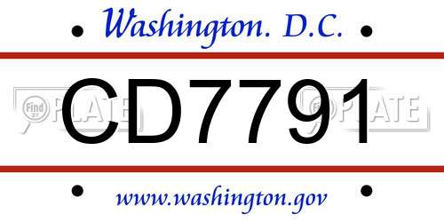 CD7791 District Of Columbia License Plate