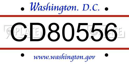 CD80556 District Of Columbia License Plate
