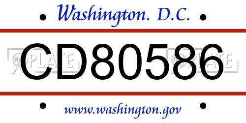 CD80586 District Of Columbia License Plate