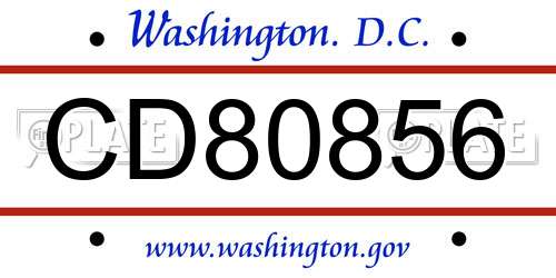 CD80856 District Of Columbia License Plate