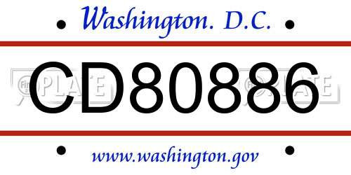 CD80886 District Of Columbia License Plate