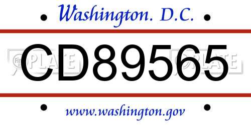 CD89565 District Of Columbia License Plate
