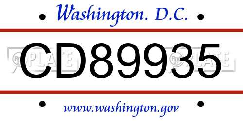 CD89935 District Of Columbia License Plate