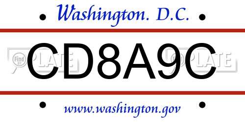 CD8A9C District Of Columbia License Plate