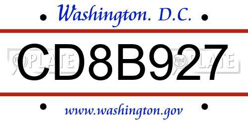 CD8B927 District Of Columbia License Plate
