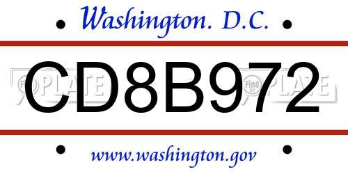 CD8B972 District Of Columbia License Plate