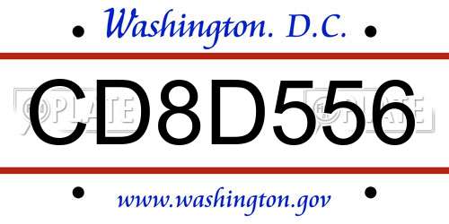 CD8D556 District Of Columbia License Plate