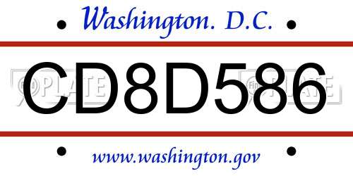 CD8D586 District Of Columbia License Plate