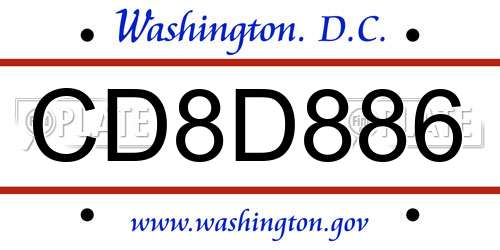 CD8D886 District Of Columbia License Plate