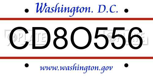 CD8O556 District Of Columbia License Plate