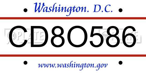 CD8O586 District Of Columbia License Plate