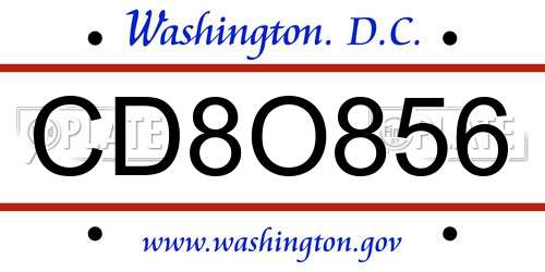 CD8O856 District Of Columbia License Plate