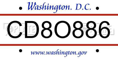 CD8O886 District Of Columbia License Plate