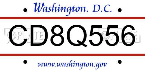 CD8Q556 District Of Columbia License Plate