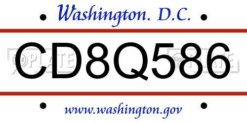 CD8Q586 District Of Columbia License Plate