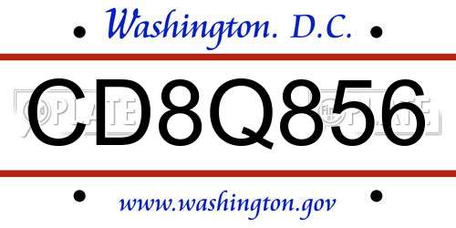 CD8Q856 District Of Columbia License Plate