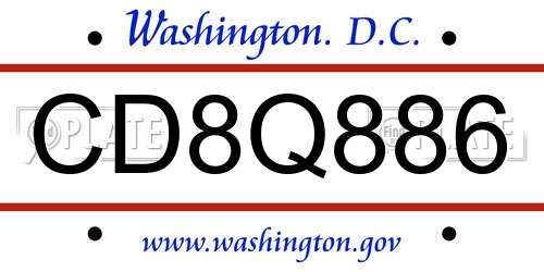CD8Q886 District Of Columbia License Plate