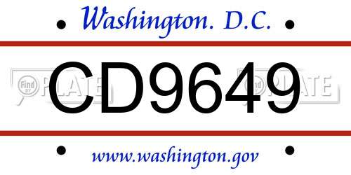 CD9649 District Of Columbia License Plate