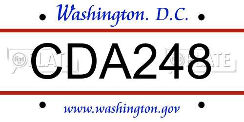 CDA248 District Of Columbia License Plate
