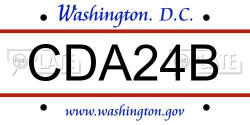 CDA24B District Of Columbia License Plate