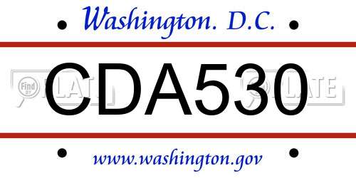 CDA530 District Of Columbia License Plate