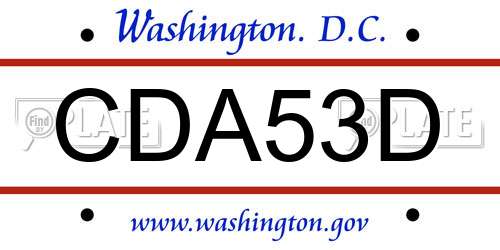 CDA53D District Of Columbia License Plate
