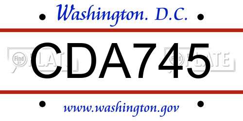 CDA745 District Of Columbia License Plate