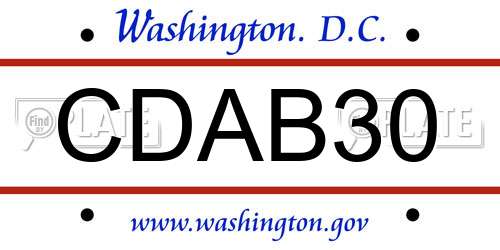 CDAB30 District Of Columbia License Plate