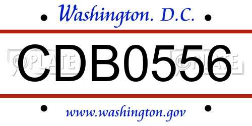 CDB0556 District Of Columbia License Plate