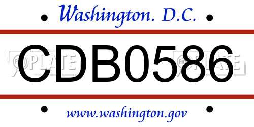 CDB0586 District Of Columbia License Plate