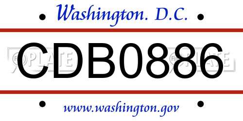 CDB0886 District Of Columbia License Plate