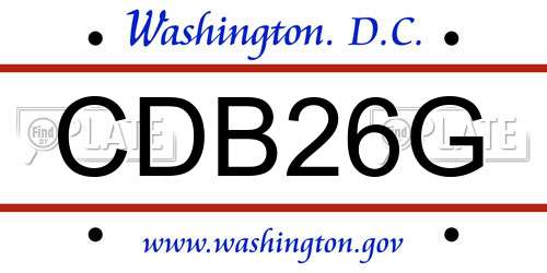 CDB26G District Of Columbia License Plate