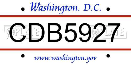 CDB5927 District Of Columbia License Plate