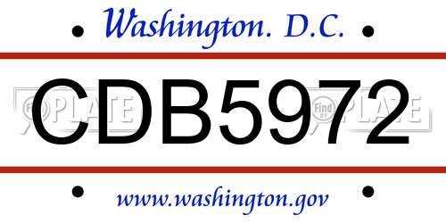 CDB5972 District Of Columbia License Plate
