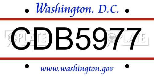 CDB5977 District Of Columbia License Plate