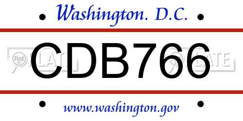 CDB766 District Of Columbia License Plate