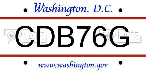 CDB76G District Of Columbia License Plate