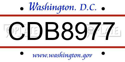 CDB8977 District Of Columbia License Plate