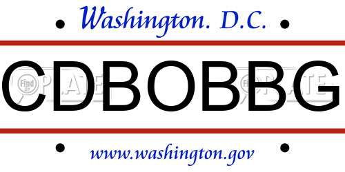 CDBOBBG District Of Columbia License Plate