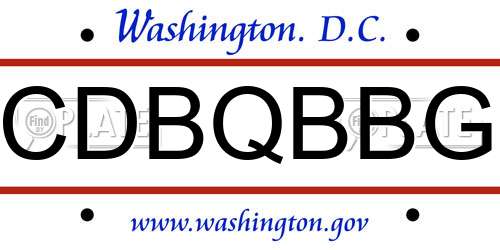 CDBQBBG District Of Columbia License Plate