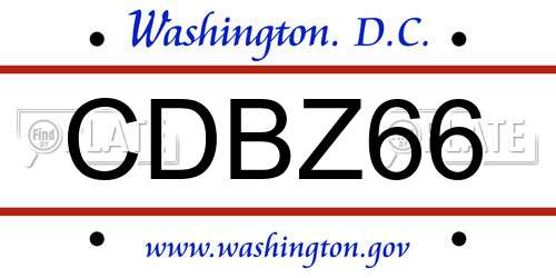 CDBZ66 District Of Columbia License Plate