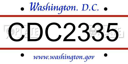 CDC2335 District Of Columbia License Plate