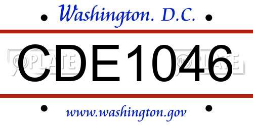 CDE1046 District Of Columbia License Plate