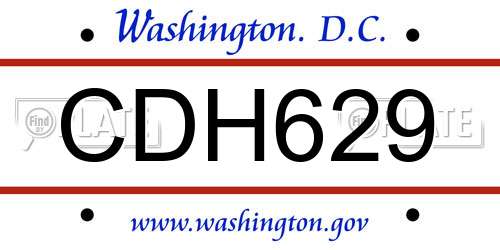 CDH629 District Of Columbia License Plate