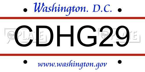 CDHG29 District Of Columbia License Plate